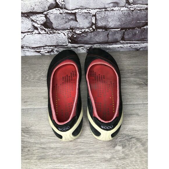 Ecco Biom Natural Motion Black Suede Red Textile Flats Shoes Women Sz 39EU/8.5M - Picture 6 of 16